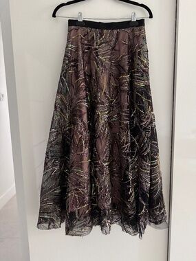 Psophia Black and coloful sequins Midi Skirt